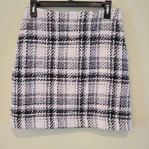LOFT Black and White Plaid Skirt